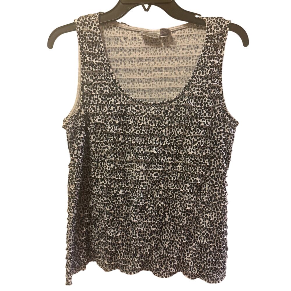 Chicos Tank top Animal Print camisole White Black Travel Size 1 Medium USA